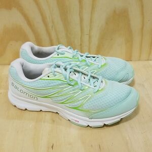 Women's Salomon Sense Link Green White Running Shoes Size 9